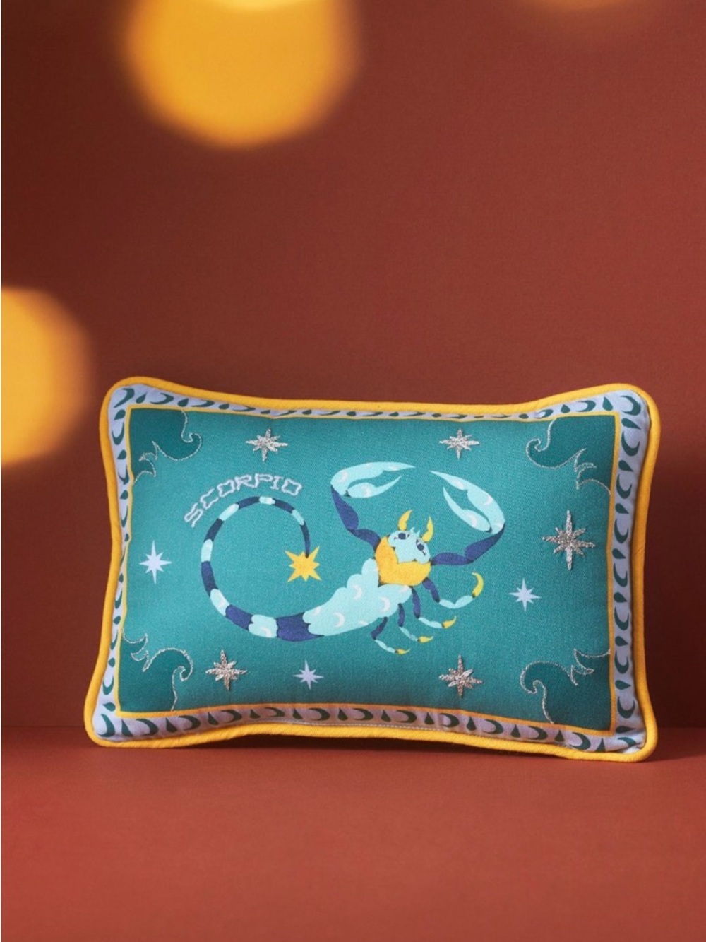 Lou Benesch x Anthropologie Mini Stargazer Embroidered Scorpio Zodiac Pillow